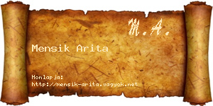 Mensik Arita névjegykártya